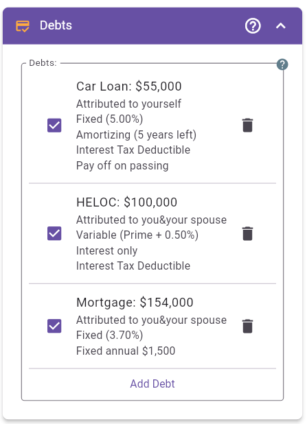 Debts Panel