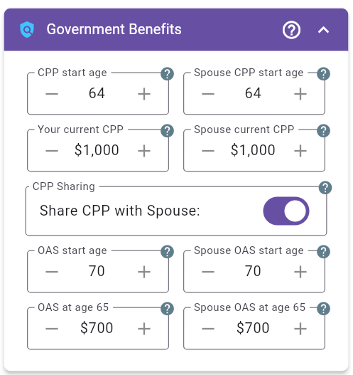 Government Benefits - Retired (CPP/OAS started)